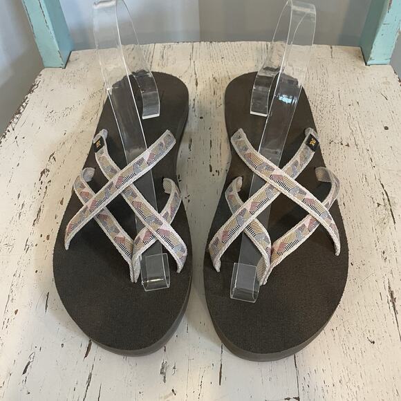 Teva Women's Olowahu Mush Strappy Flip Flop Sz 10 F27221B Brown Beige Beach Hike - Picture 1 of 8